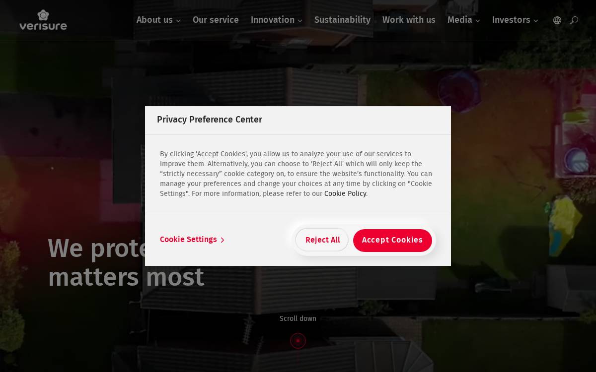 Verisure website preview
