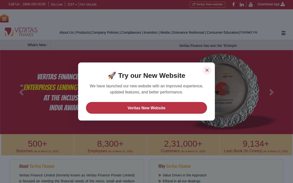 Veritas Finance Ltd website preview