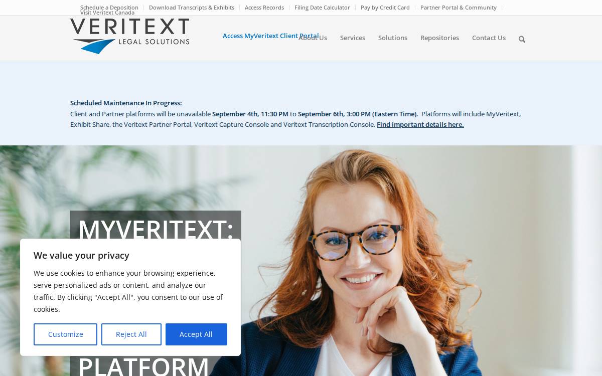 Veritext website preview