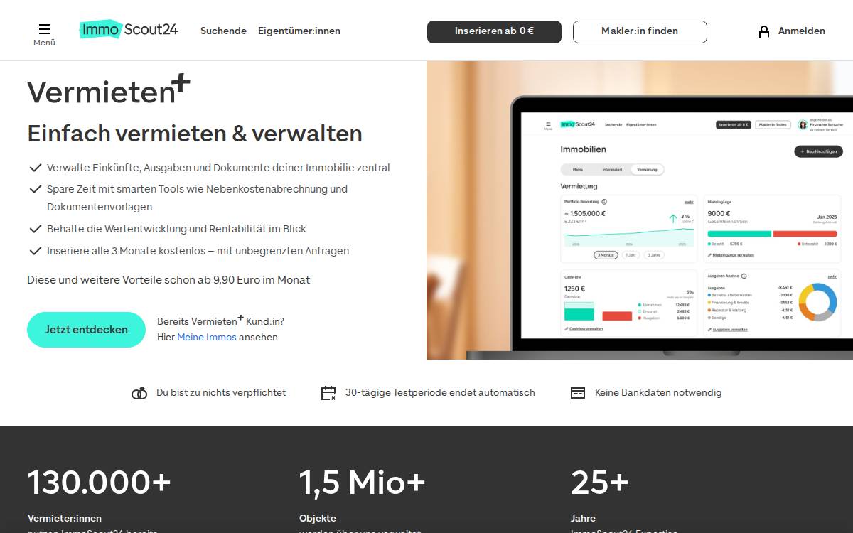 Vermietet website preview