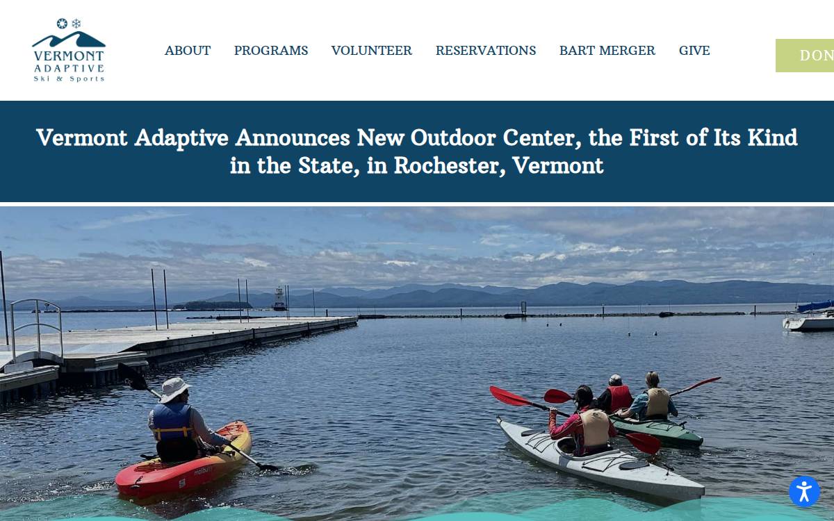 Vermont Adaptive Ski and Sports website preview
