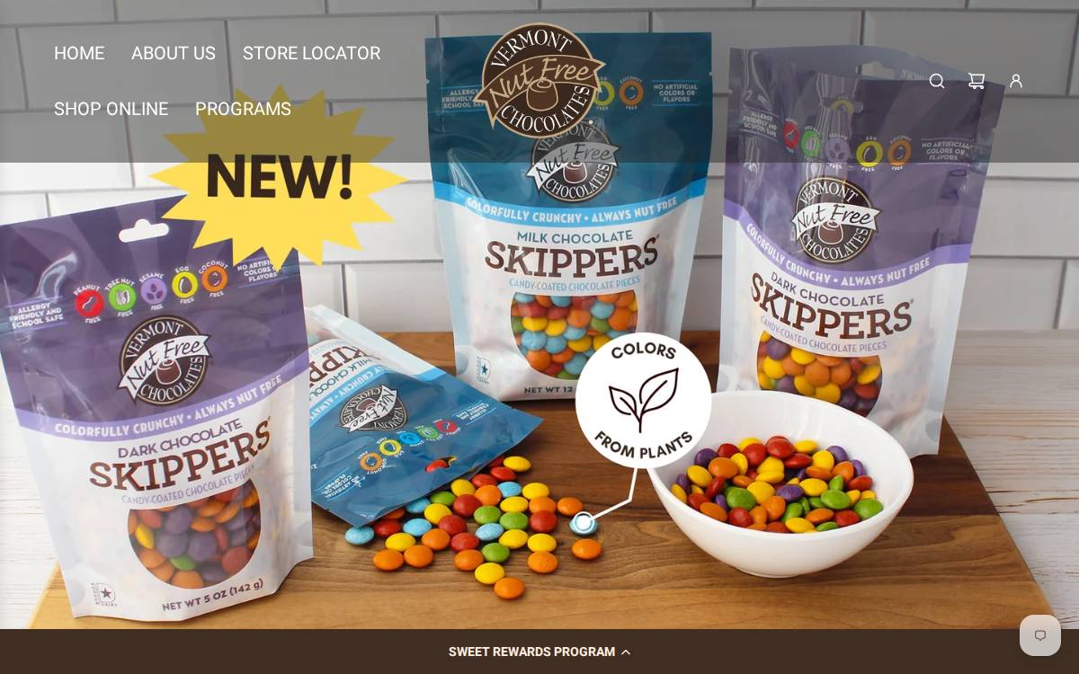 Vermont Nut Free website preview