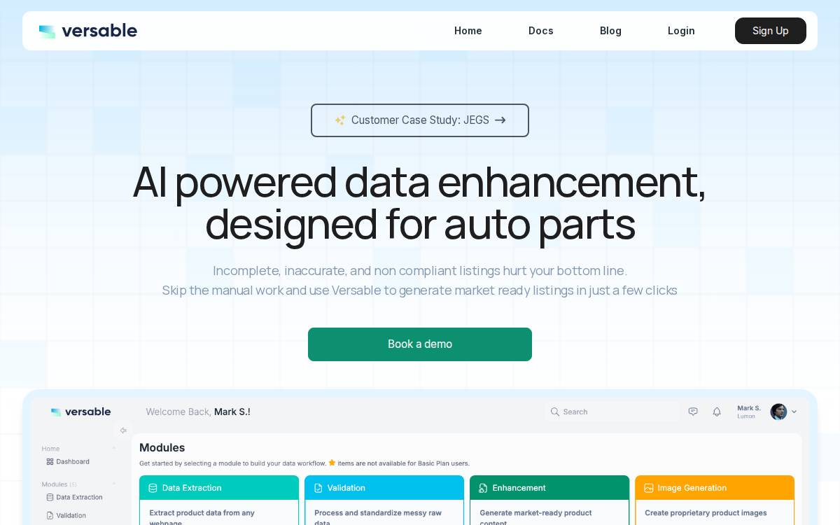 Versable website preview