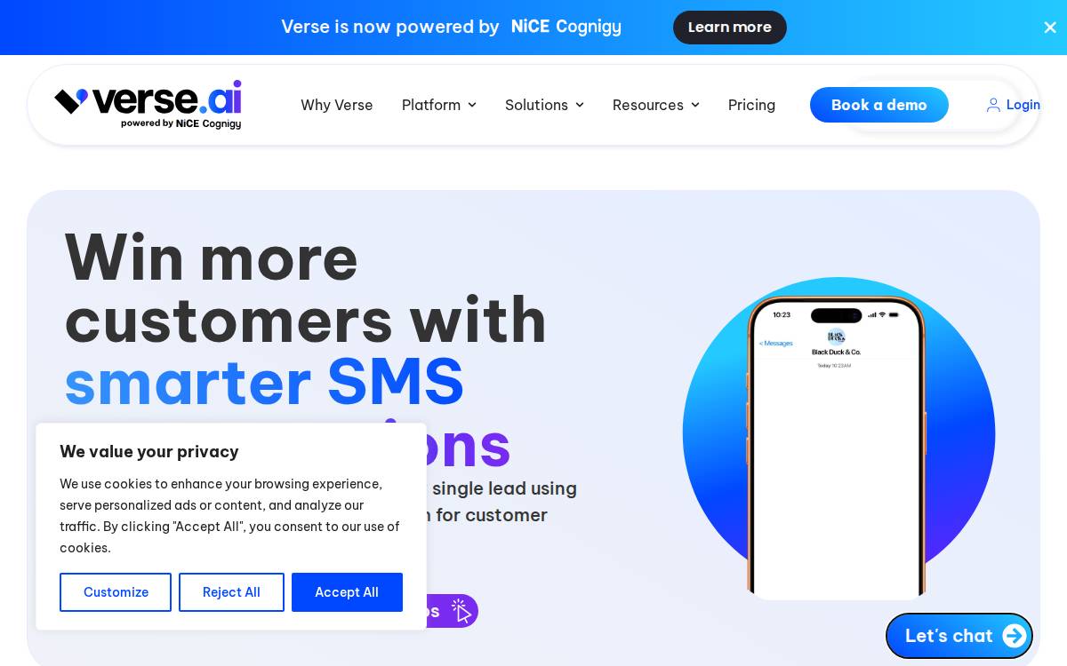 Verse Ai website preview