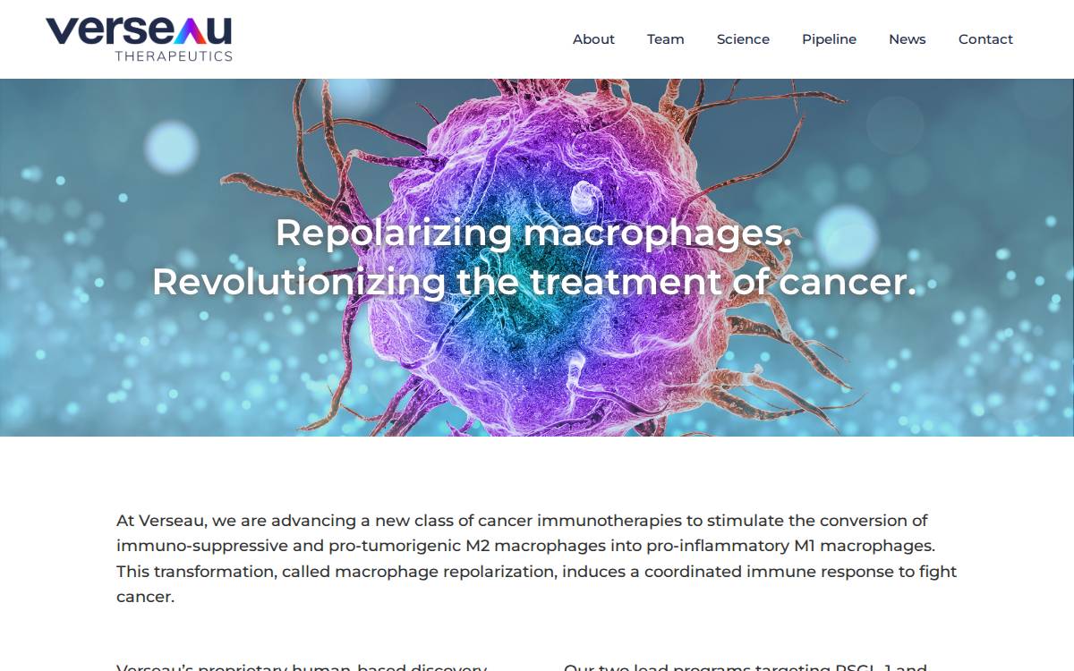 Verseau Therapeutics website preview