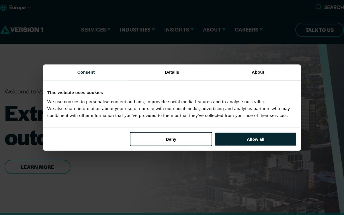 Version 1 website preview