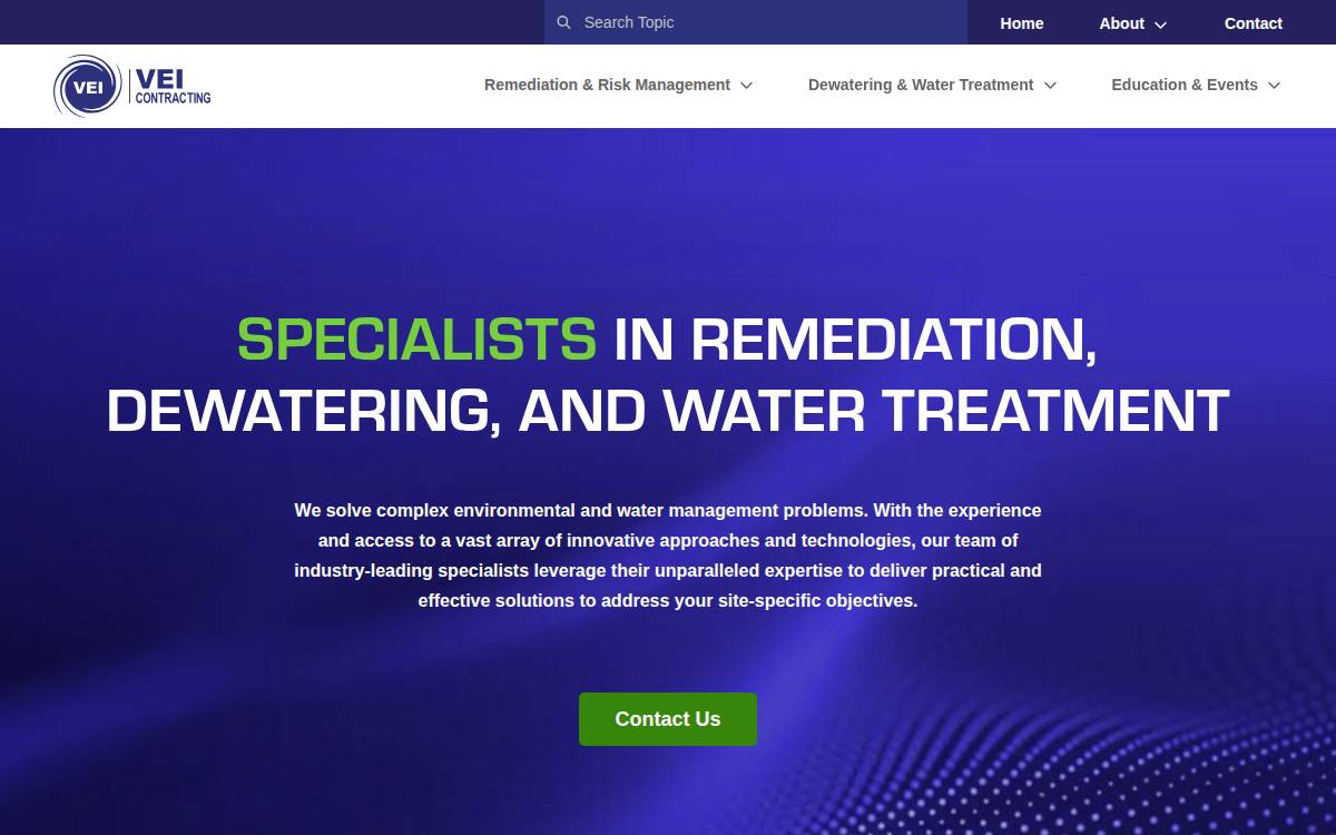 Vertex Environmental Inc. (VEI) Contracting website preview