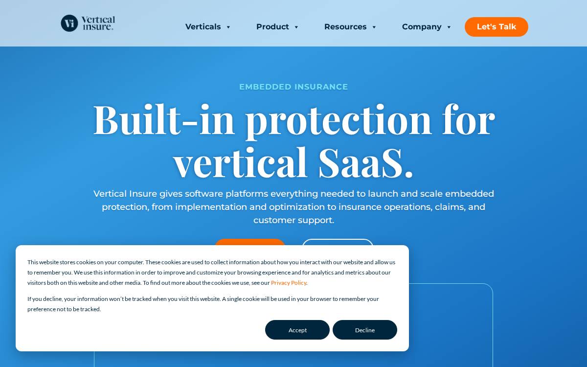 Vertical Insure website preview