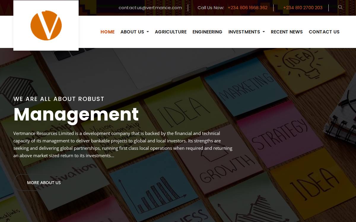 Vertmance website preview