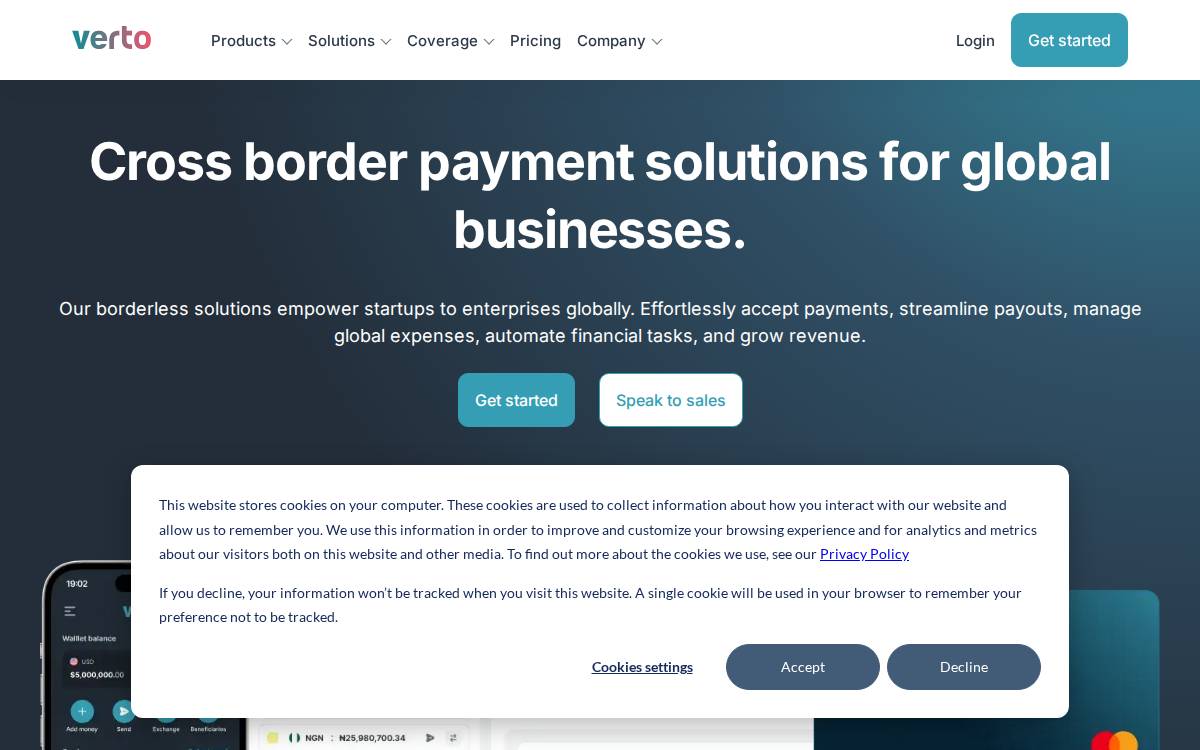 Verto website preview