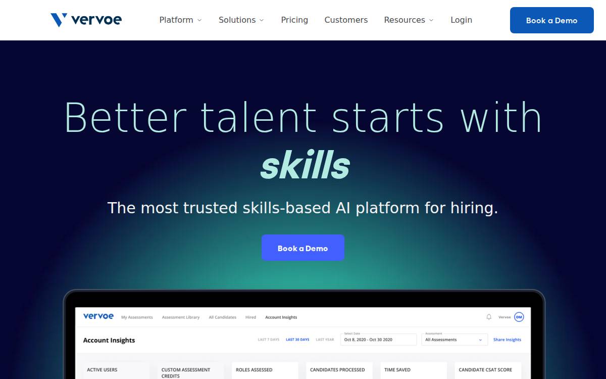 Vervoe Future of Work AI-based recruitment platform website preview
