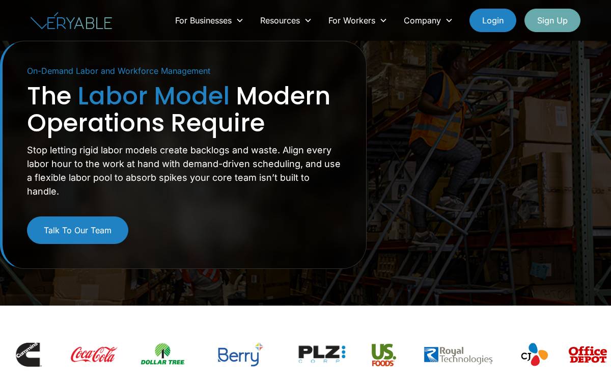 Veryable website preview