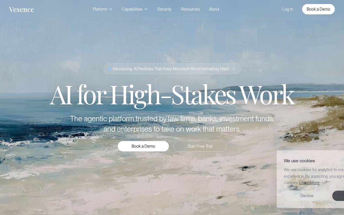 Vesence website preview