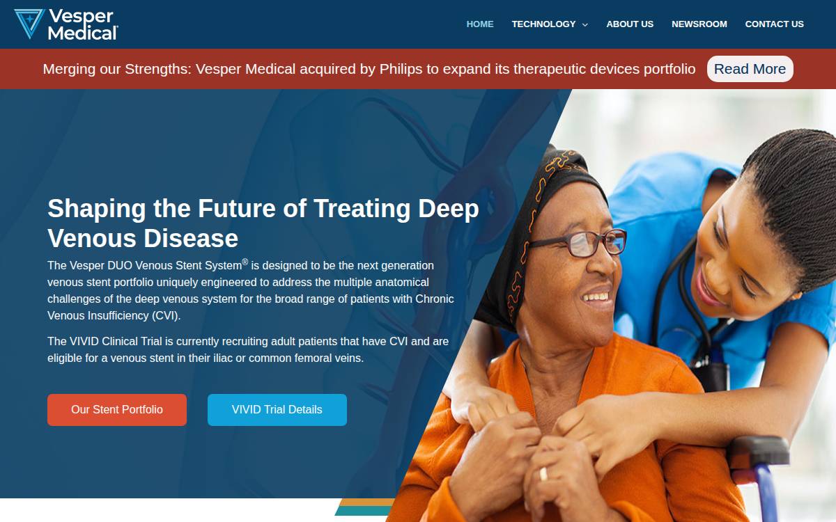 Vesper Medical website preview