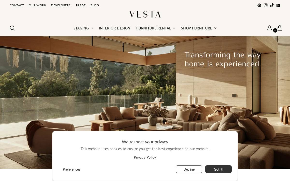 Vesta Home website preview
