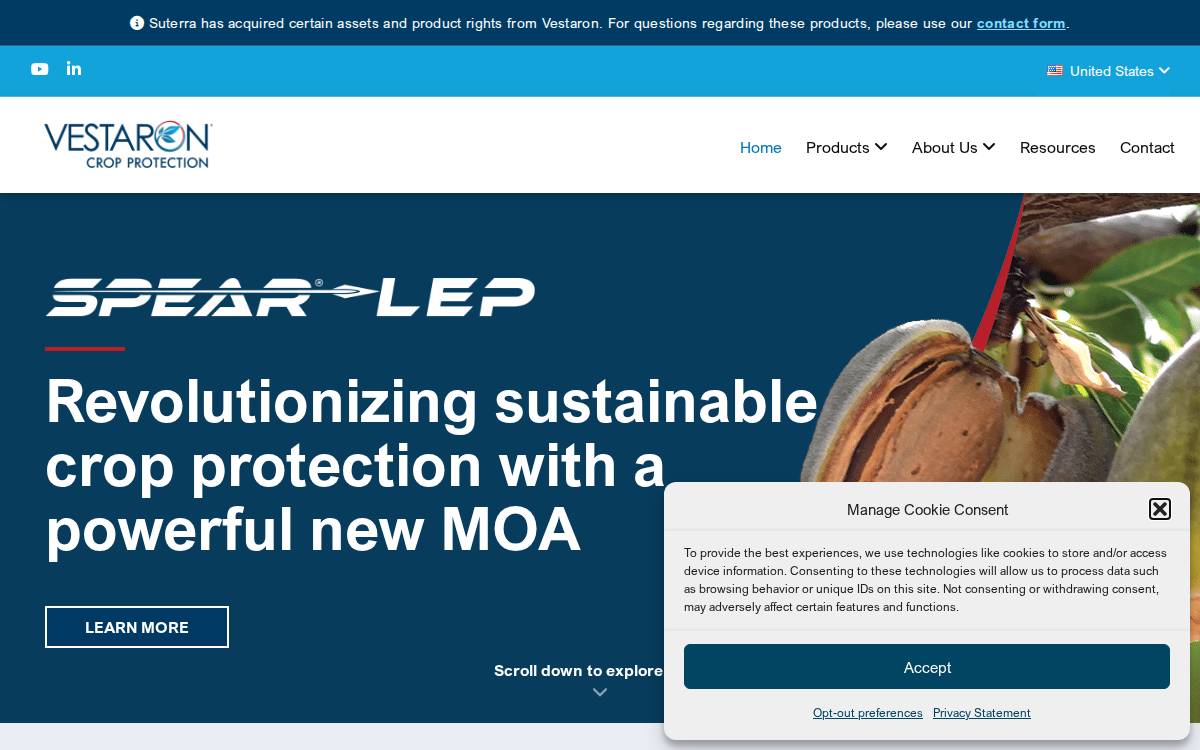 Vestaron, Inc. website preview