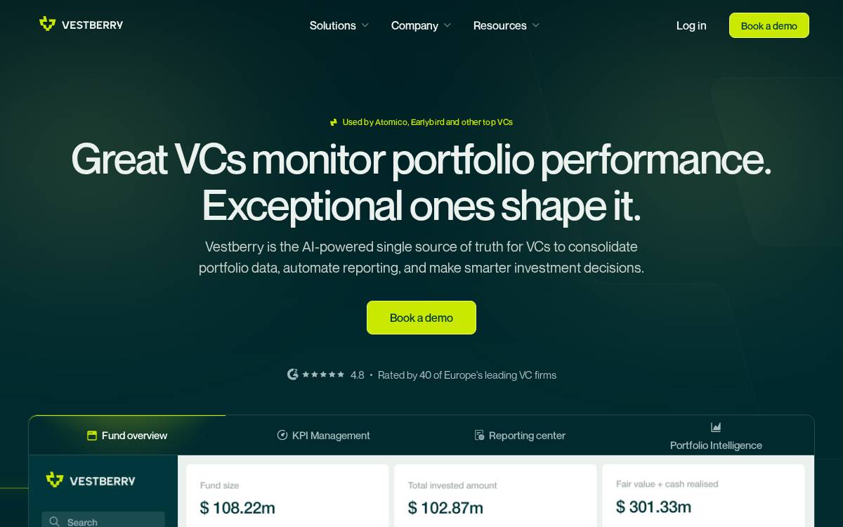 Vestberry website preview