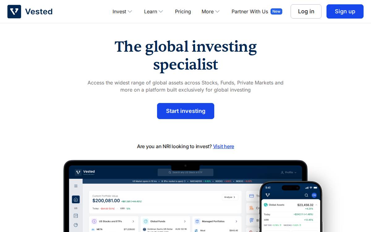 Vested website preview