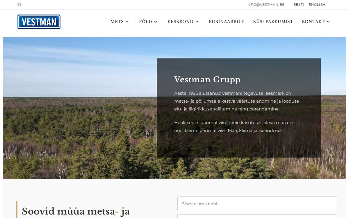 Vestman website preview