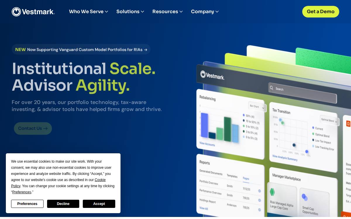 Vestmark website preview
