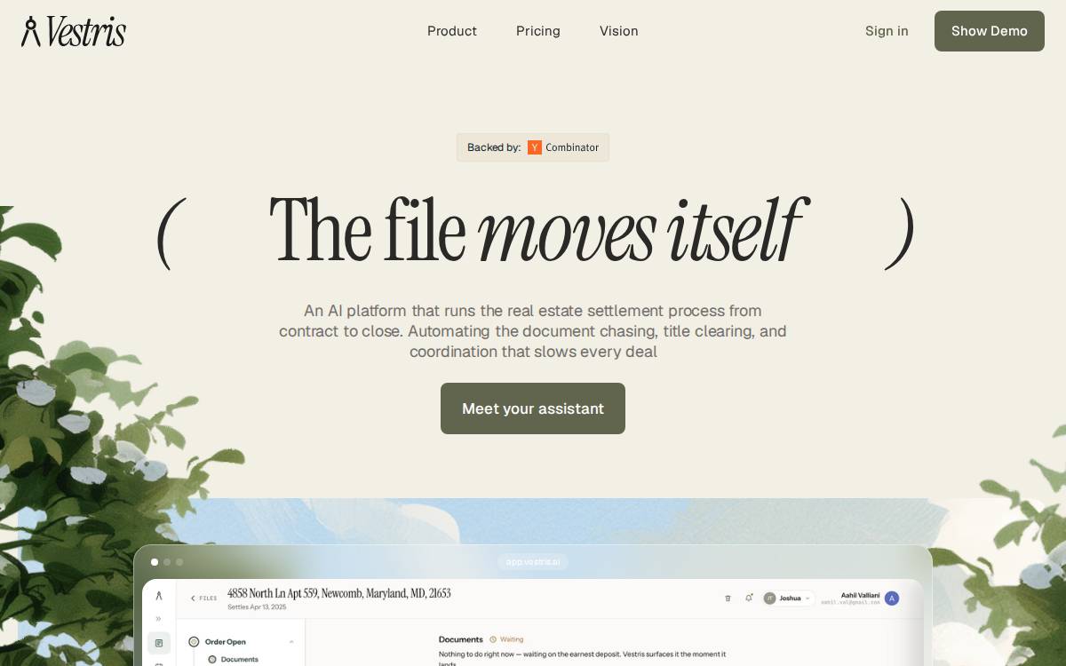Vestris website preview