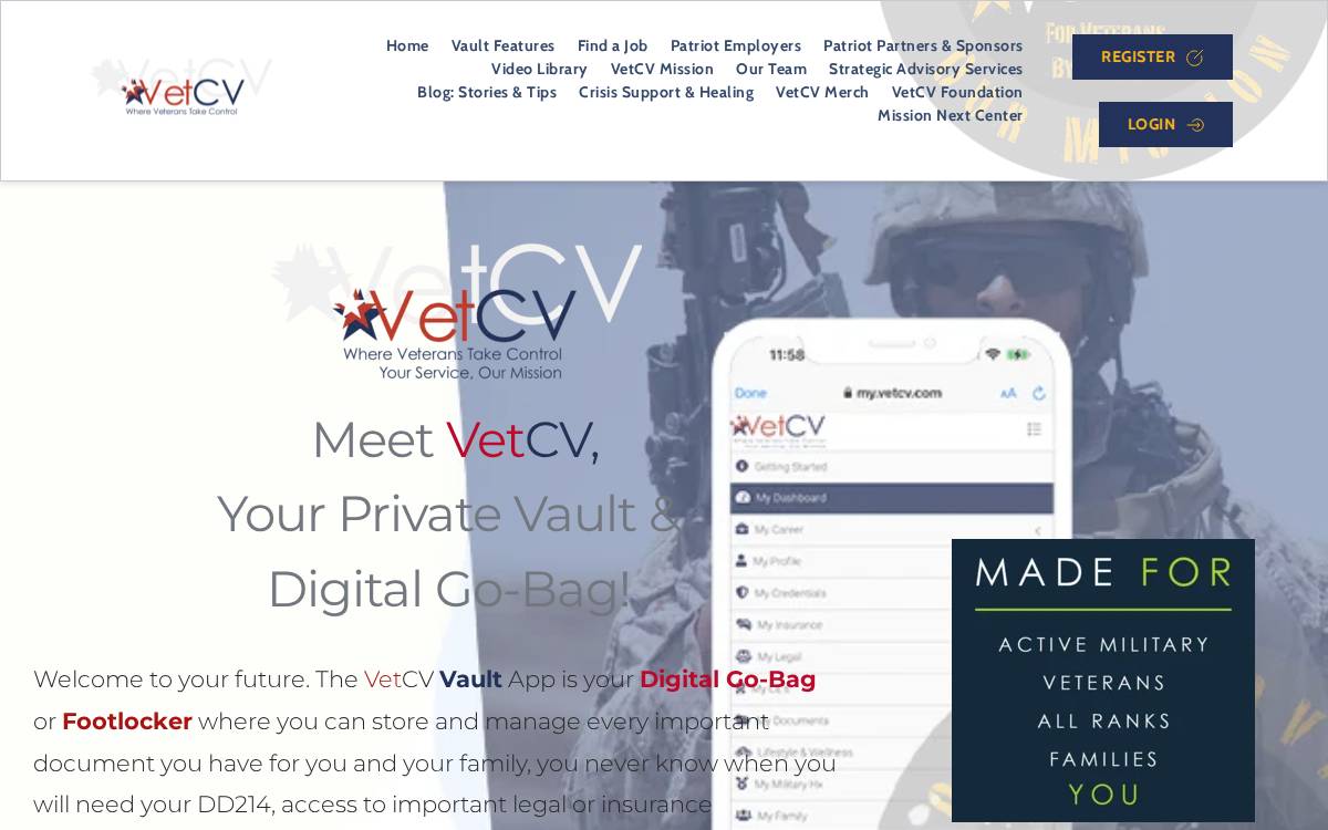VetCV website preview