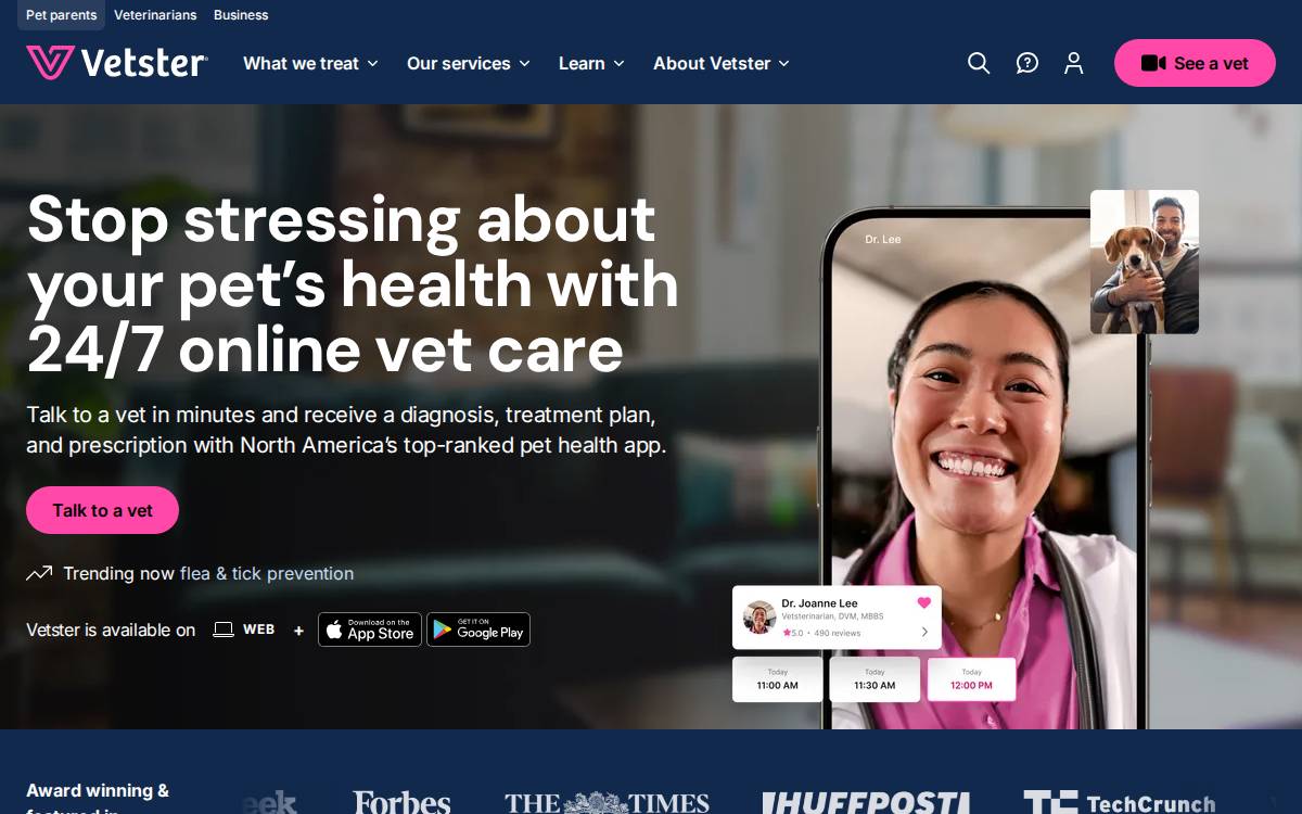 Vetster website preview