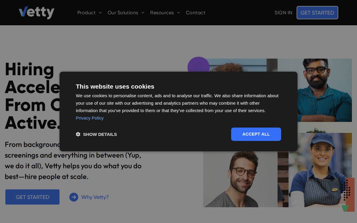 Vetty website preview