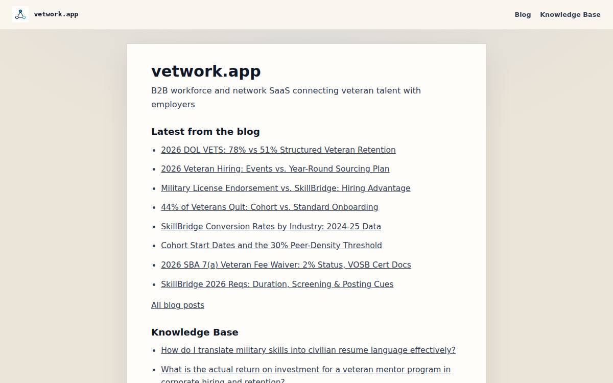 Vetwork website preview