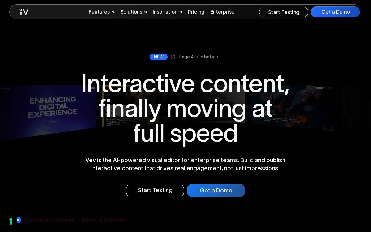 Vev website preview