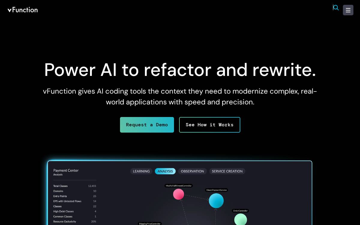 vFunction website preview