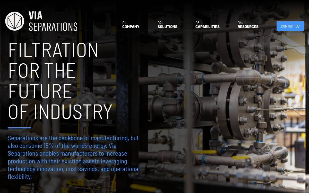 via-separations website preview