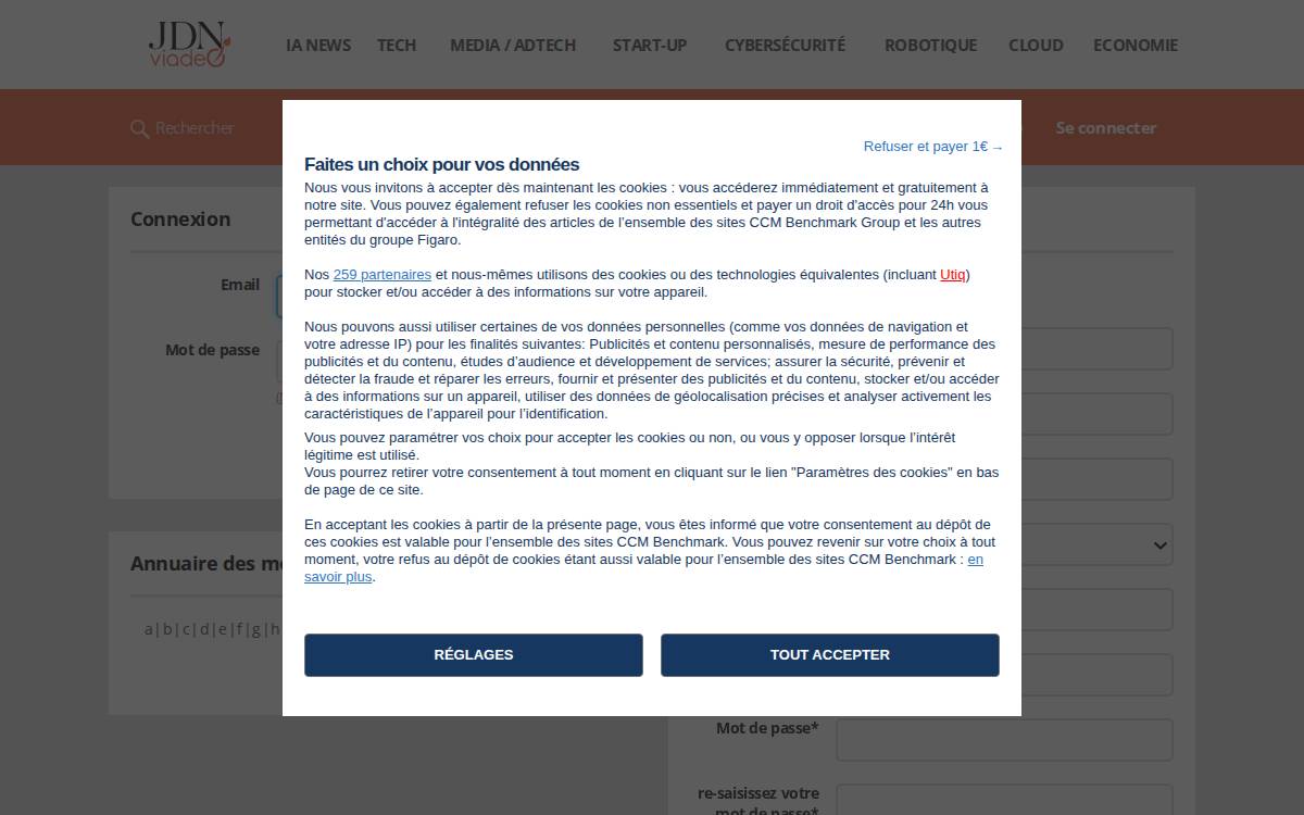 Viadeo website preview