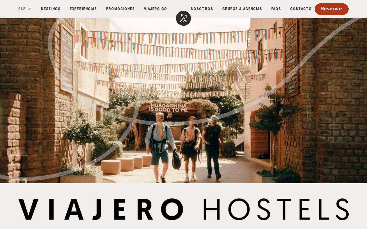Viajero hostels website preview