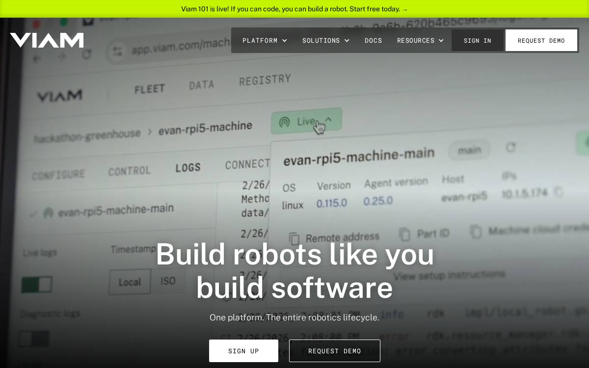 Viam website preview