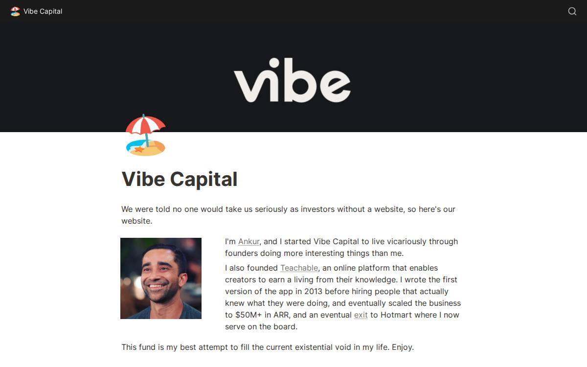 Vibe website preview