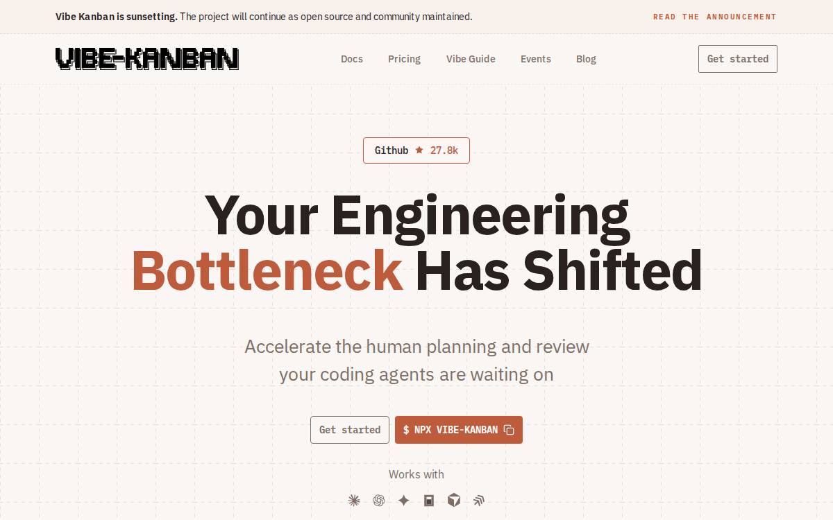 Vibe Kanban website preview