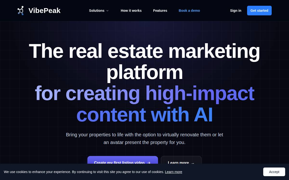 Vibepeak website preview