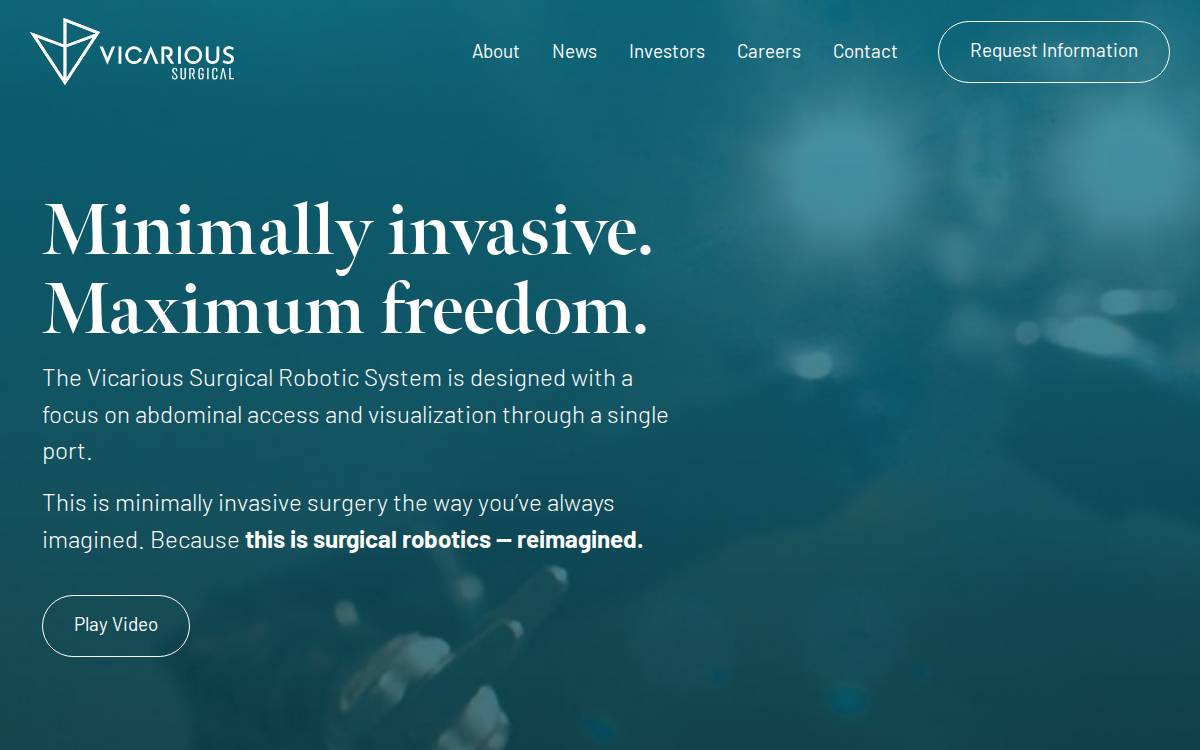 Vicarious Surgical website preview