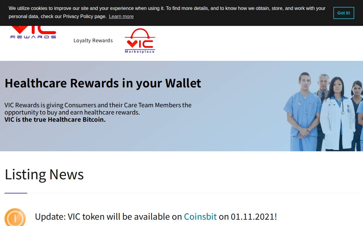 VIC Rewards website preview