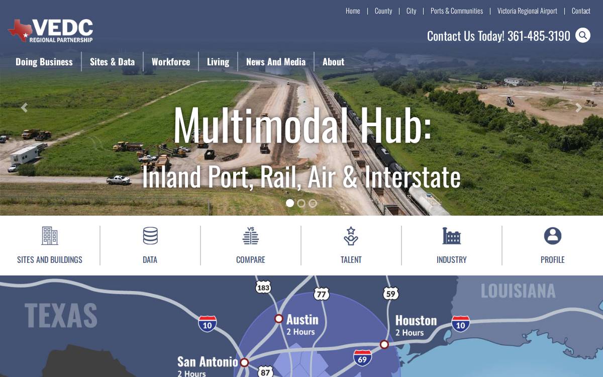 Victoria Economic Development Corporation website preview