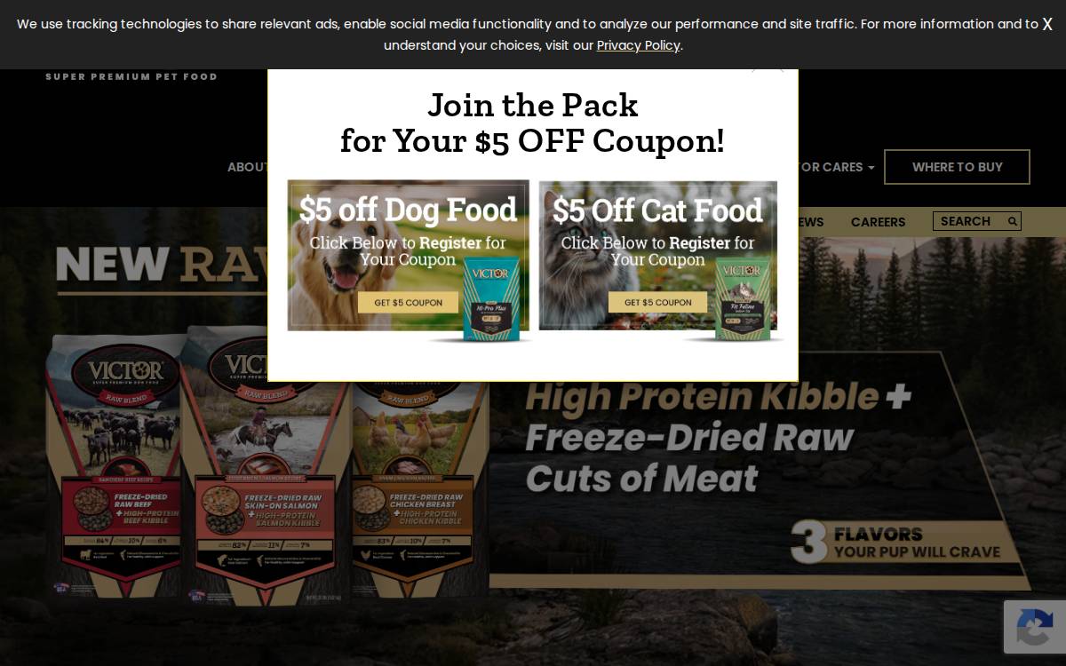 Victorpetfood website preview