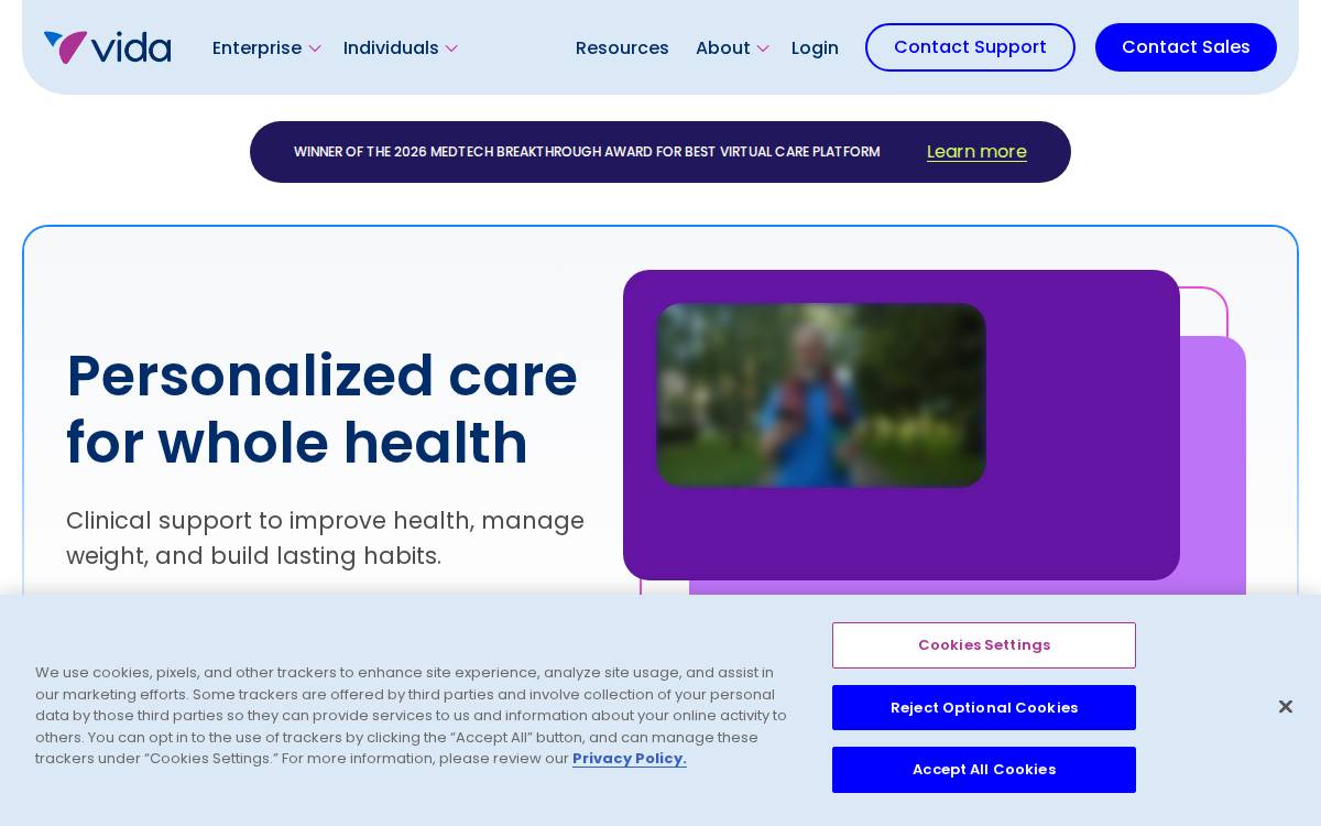 Vida Health website preview