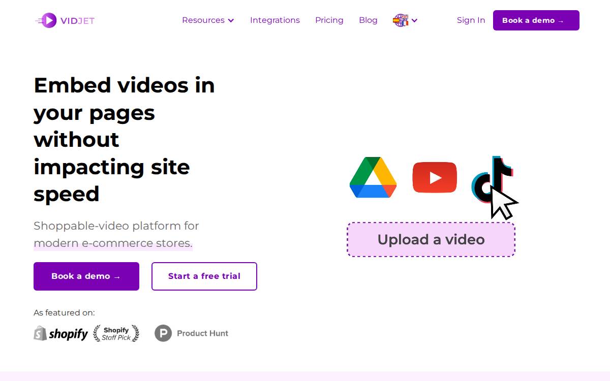 Vidjet website preview