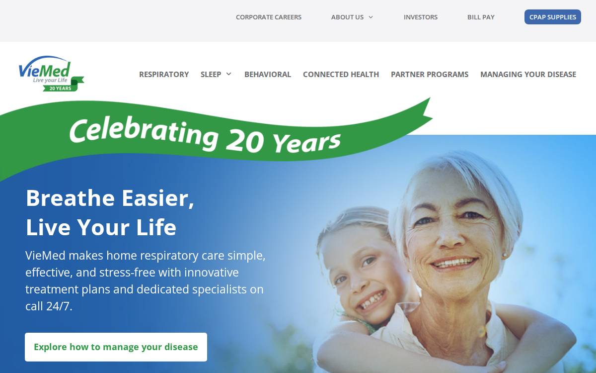 Viemed Healthcare website preview