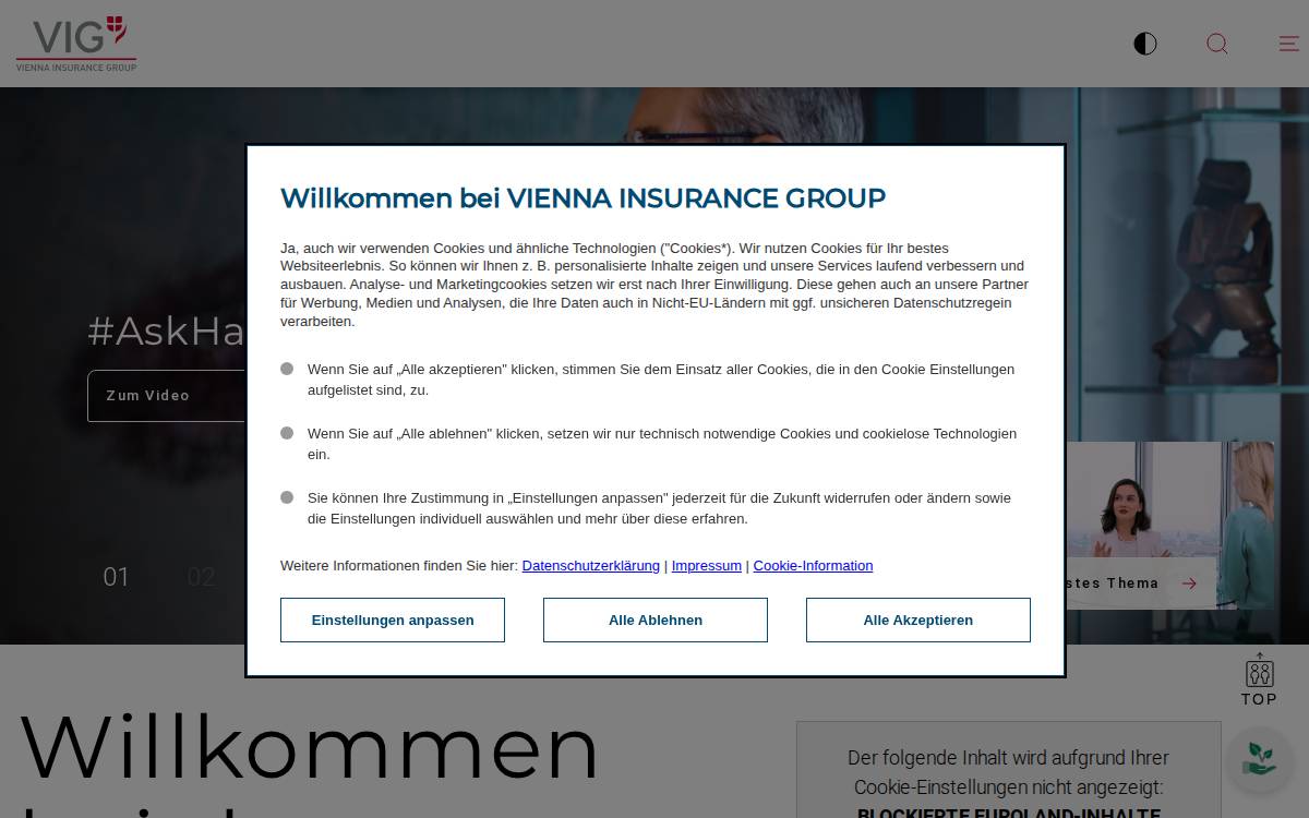 Vienna Insurance Group website preview