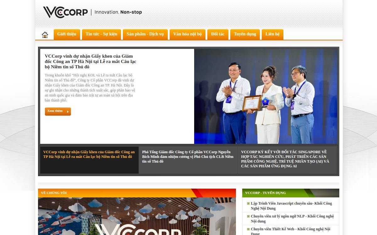 Vietnam Communications Corporation (VCCorp) website preview
