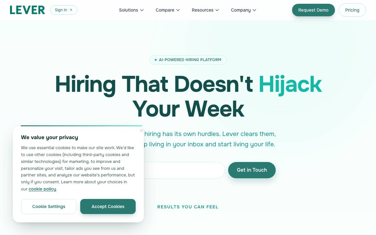 Lever website preview