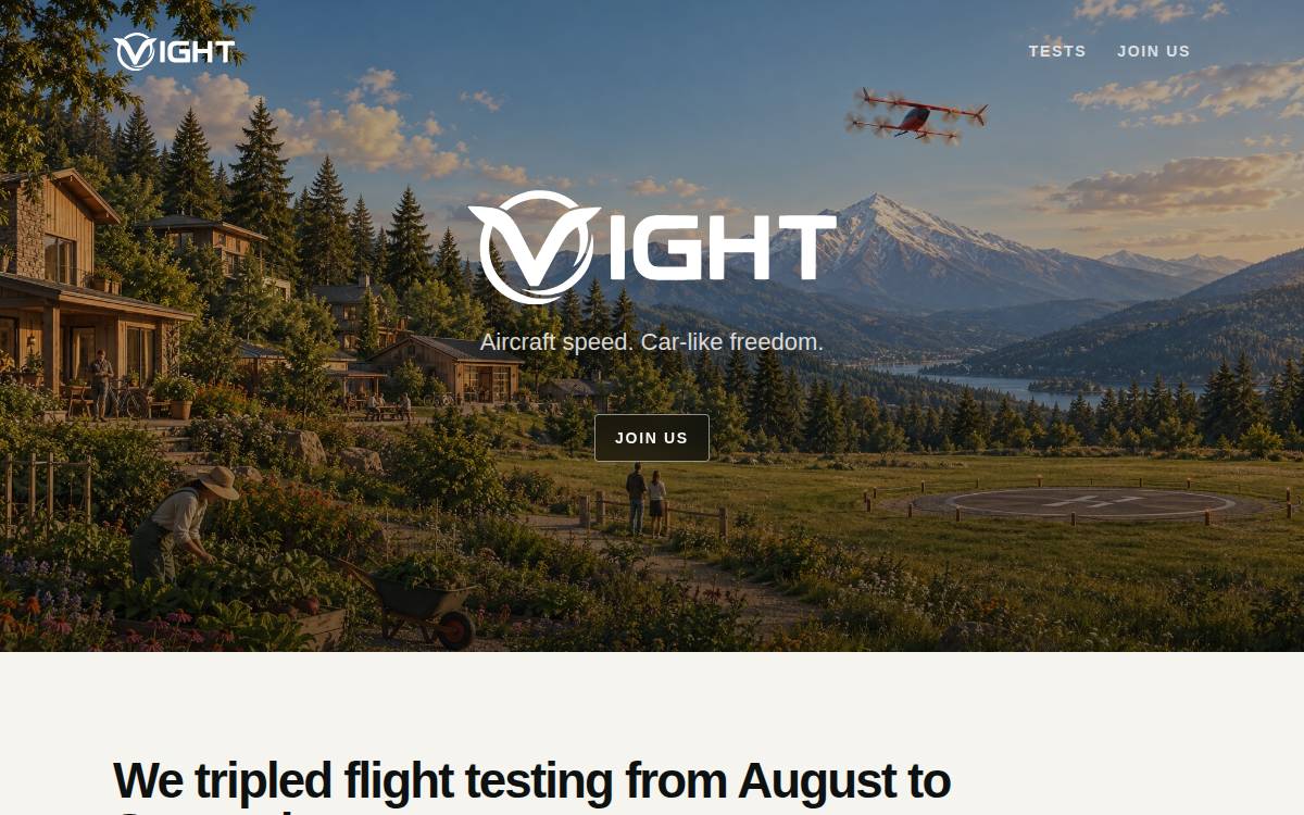 Vight Aero website preview
