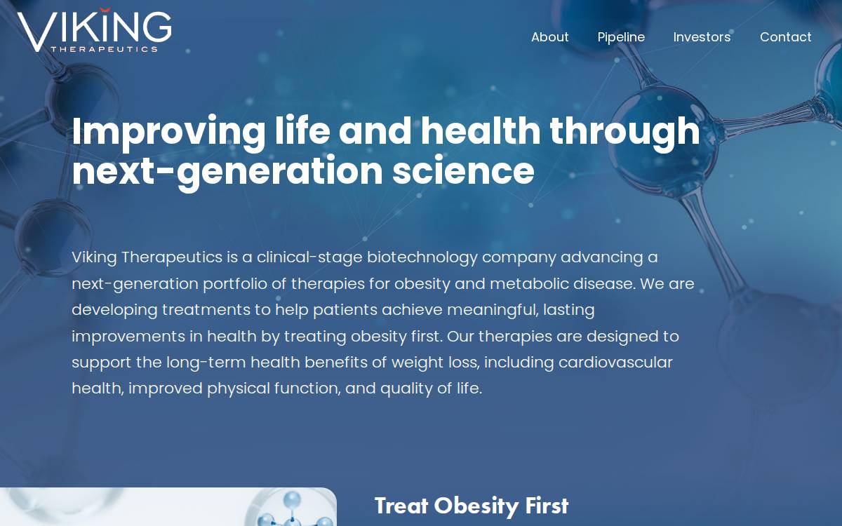 Viking Therapeutics website preview